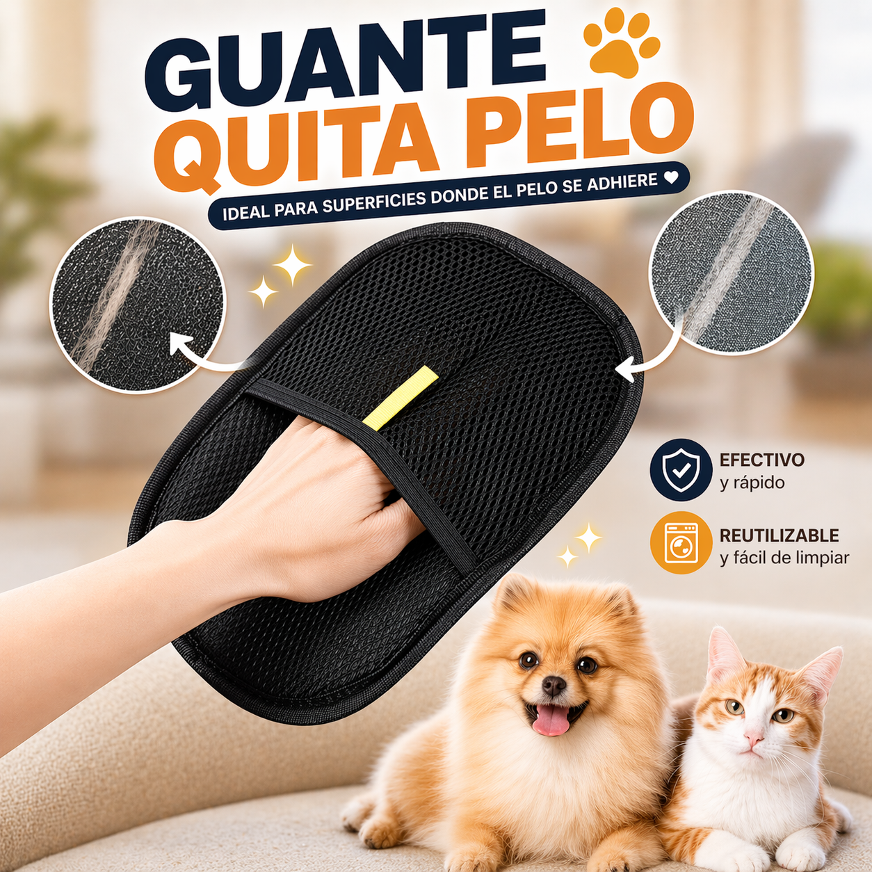 GUANTE SACA PELOS Y PELUSAS